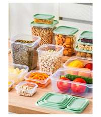 Set 17pz Contenitori Per Alimenti Con Coperchio Impilabili Trasparenti Microonde         