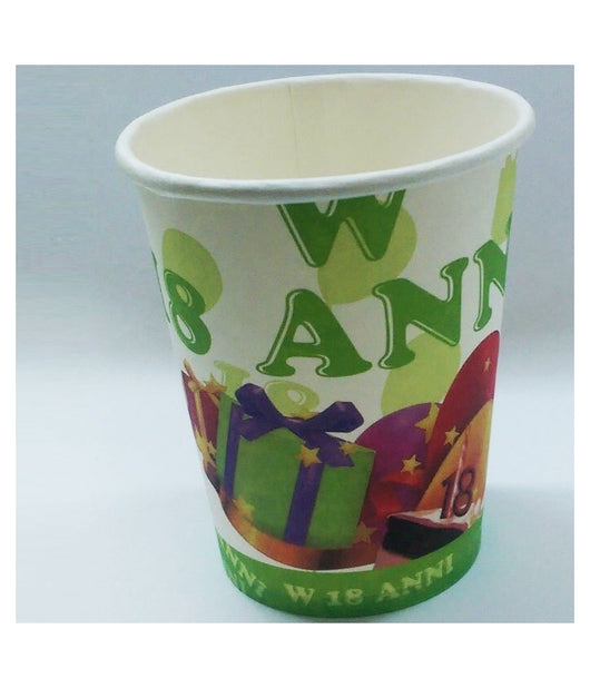 Set 18 Pezzi Bicchieri Bianco Verde Usa E Getta Bicchiere Di Carta Feste 18 Anni         