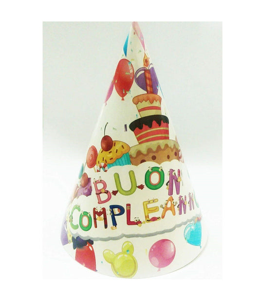 Set 18 Pezzi Cappello Carta Cono Feste Buon Compleanno Monouso Compleanno         