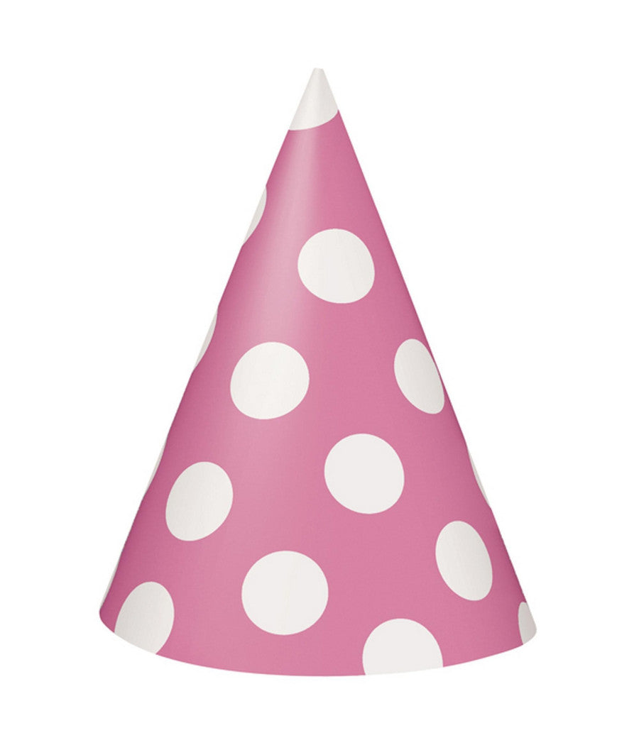Set 18 Pezzi Cappello Cono Pois Rosa Festa Party Compleanno Nascita Battesimo         