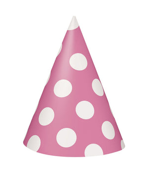 Set 18 Pezzi Cappello Cono Pois Rosa Festa Party Compleanno Nascita Battesimo         