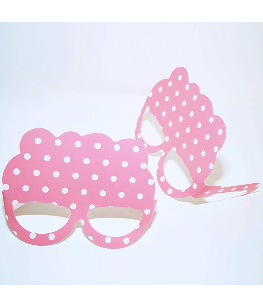 Set 18 Pezzi Occhiali Rosa Pois Occhialini Sagomati In Carta Decorazioni Festa         