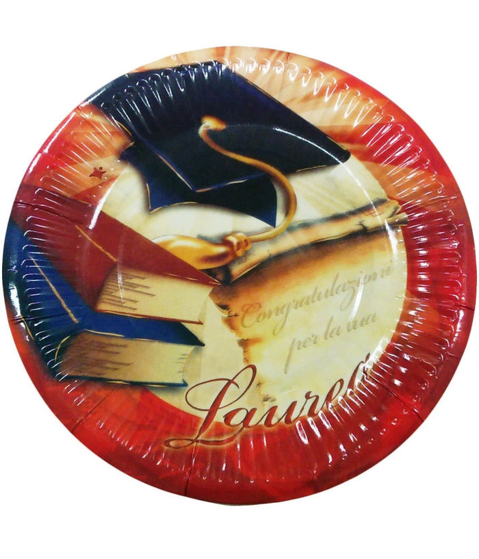 Set 18 Pezzi Piatti Usa E Getta Piatto Di Carta 18cm Feste Laurea Rosso Addobbi         