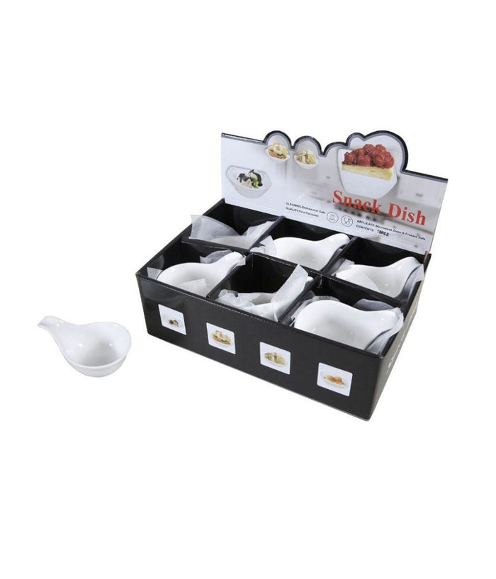 Set 18 Pezzi Piatto Per Antipasti In Porcellana 12x8x6cm Aperitivo Snack 151698         