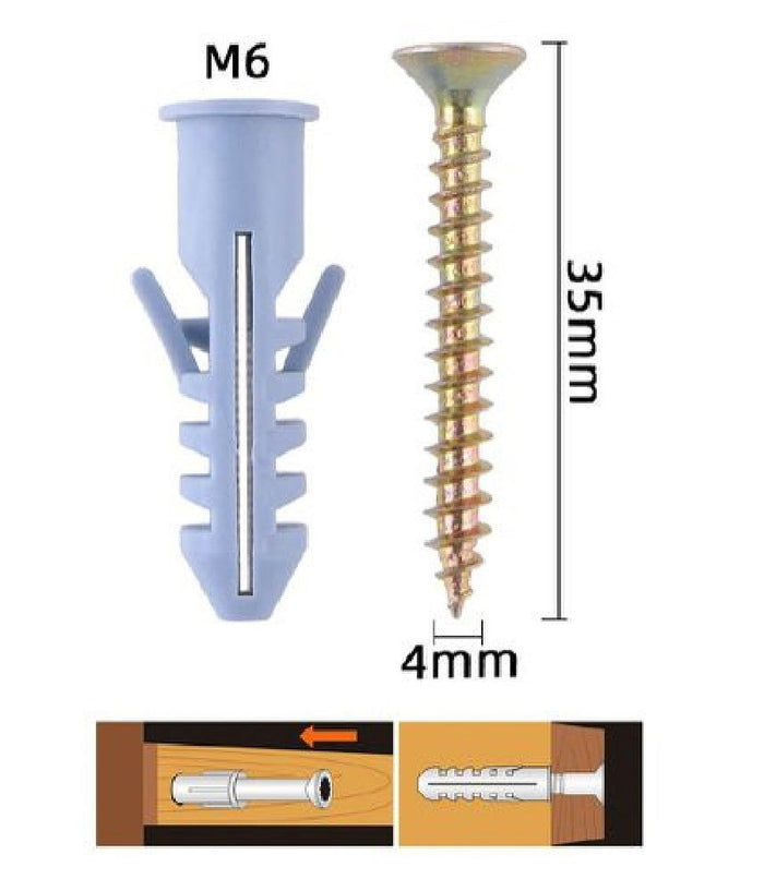 Set 18 Pezzi Viti Vite 4 X 35 Mm + Tasselli Con Alette Tassello M6 Fischer 57203         