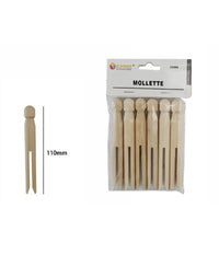 Set 18 Pz Mollette Pinze Bucato Panni In Legno Bricolage Hobbystica 110mm 53895a         