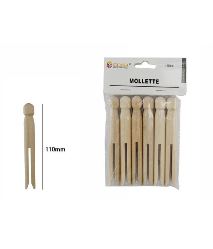 Set 18 Pz Mollette Pinze Bucato Panni In Legno Bricolage Hobbystica 110mm 53895a         