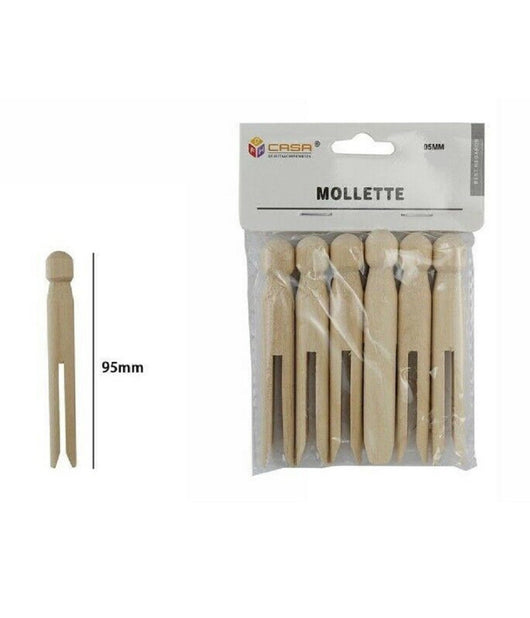 Set 18 Pz Mollette Pinze Bucato Panni In Legno Bricolage Hobbystica 95mm 53894a         