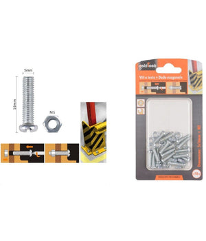 Set 18 Pz Viti Vite Testa A Croce Tonda 5x16 Mm Con Dadi Dado Esagonale M5 90967         