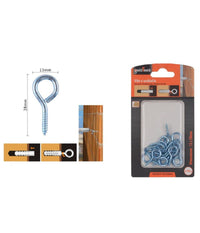 Set 19pz Viti Vite A Occhiello Gancio Chiuso 13x28mm Filettatura Per Legno 90720         