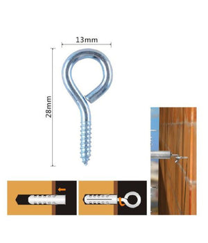 Set 19pz Viti Vite A Occhiello Gancio Chiuso 13x28mm Filettatura Per Legno 90720         