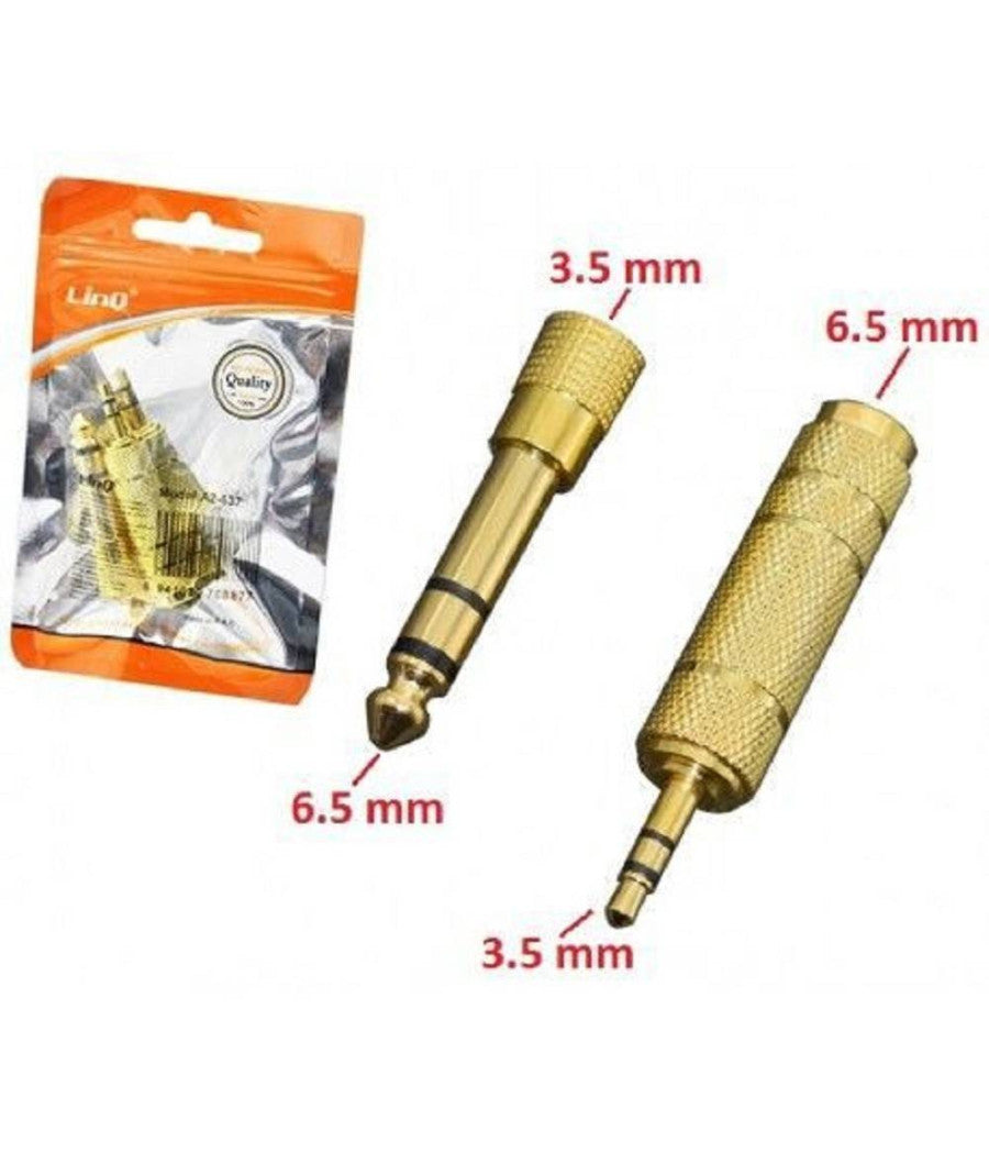 Set 2 Adattatori Convertitori In Metallo Audio Da Jack 3,5 Mm A 6,5 Mm A2-637         