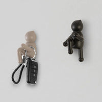 Set 2 appendini da muro nero e tortora con due modalità di fissaggio | Bruce