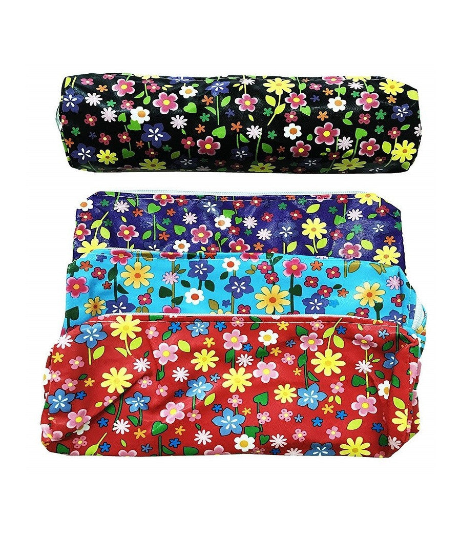 Set 2 Astucci Fiori Portapenne Portapastelli Matite Cosmetici Borsa Bag Zip         