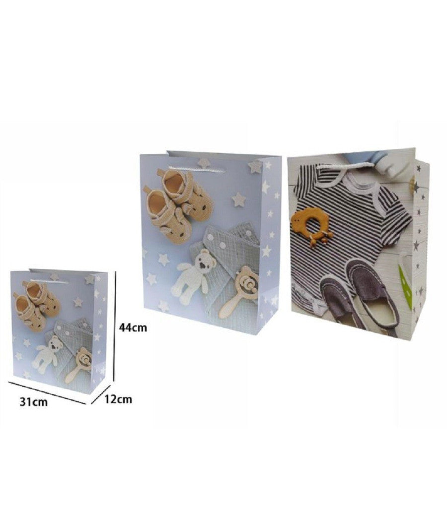 Set 2 Buste Busta Borsa Regalo Compleanno Nascita Bimbo 44x31x12 Cm 69980 2 Mod.         