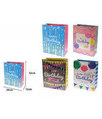 Set 2 Buste Busta Regalo Happy Birthday Compleanno 32x26x12cm 69970 Vari Modelli         