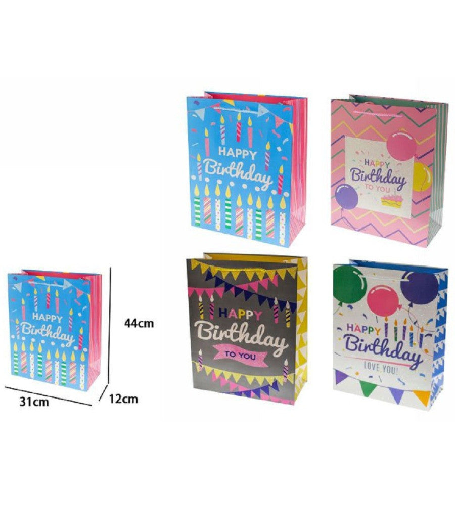 Set 2 Buste Busta Regalo Happy Birthday Compleanno 44x31x12cm 69971 Vari Modelli         