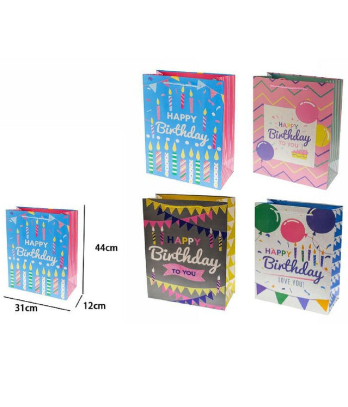 Set 2 Buste Busta Regalo Happy Birthday Compleanno 44x31x12cm 69971 Vari Modelli         