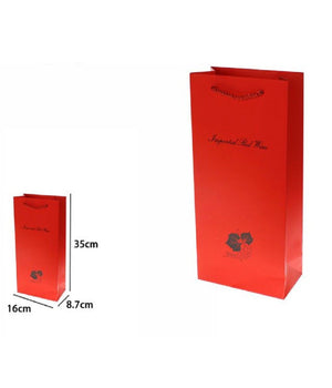 Set 2 Buste Regalo 35x16x8.7 Cm Sacchetto Bottiglie Vino Rossa Con Scritta 69895         