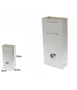 Set 2 Buste Regalo 35x16x8.7cm Sacchetto Bottiglie Vino Bianca Con Scritta 69894         