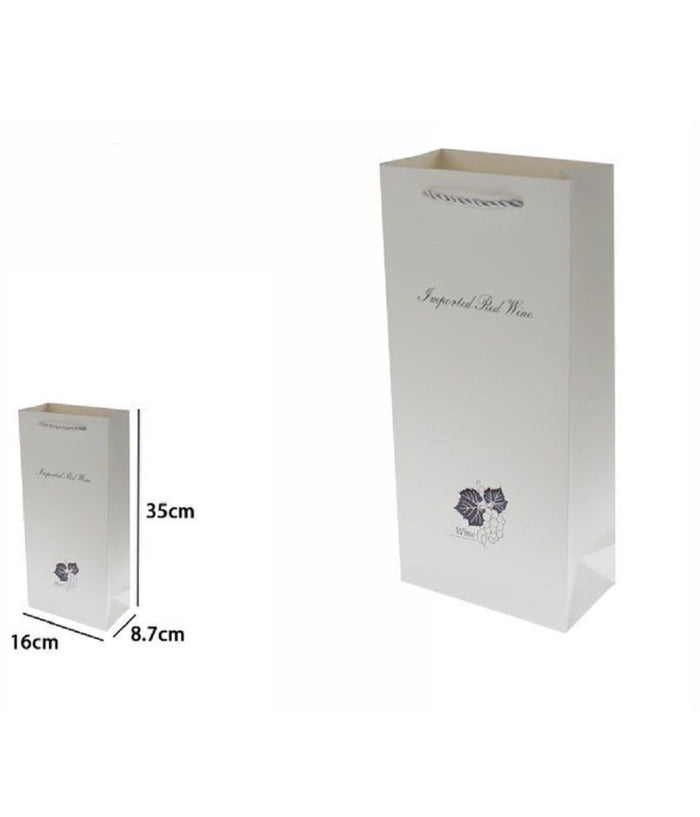 Set 2 Buste Regalo 35x16x8.7cm Sacchetto Bottiglie Vino Bianca Con Scritta 69894         