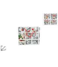 Set 2 Buste Regalo Stampa Finestra Con Paesaggi Innevati Manici Rossi 31x26x12cm         