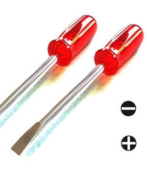 Set 2 Cacciavite 1 Fisso 1 Stella 6x175mm Giravite Con Manico Gomma Ergonomico         