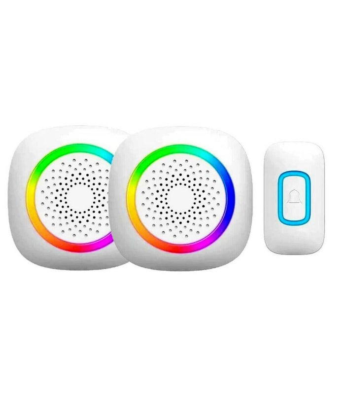 Set 2 Campanelli Senza Fili Wireless 2 Ricevitori Luce Rgb 60 Melodie Rl-2r3995         