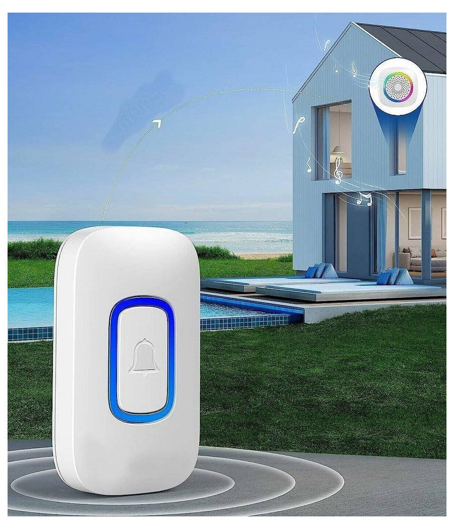 Set 2 Campanelli Senza Fili Wireless 2 Ricevitori Luce Rgb 60 Melodie Rl-2r3995         