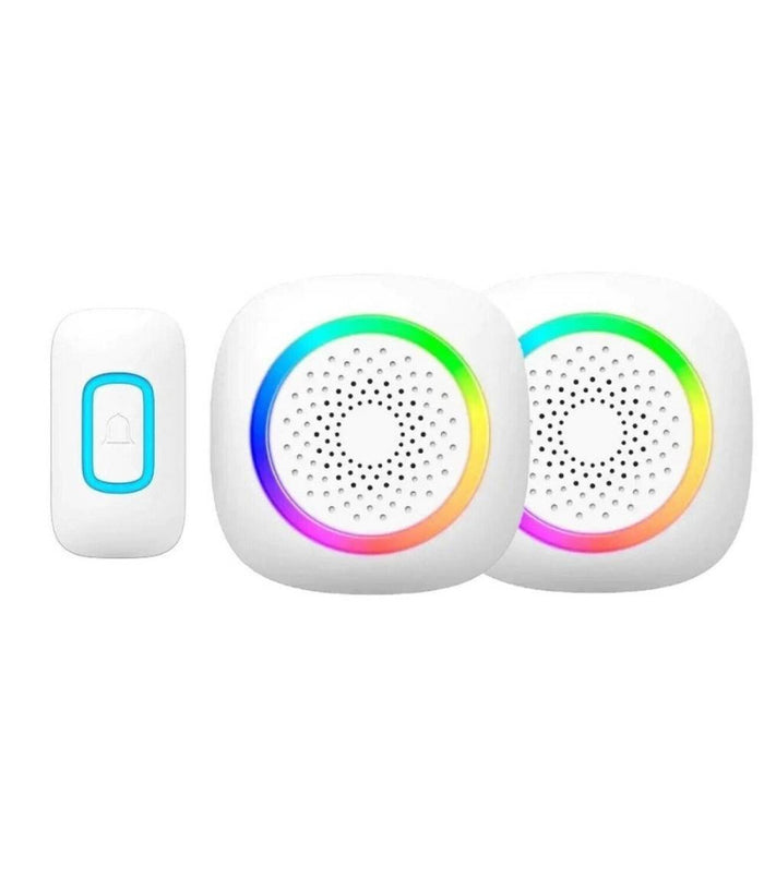 Set 2 Campanelli Senza Fili Wireless 2 Ricevitori Luce Rgb 60 Melodie Rl-2r3995         