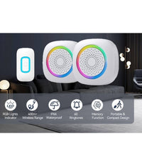 Set 2 Campanelli Senza Fili Wireless 2 Ricevitori Luce Rgb 60 Melodie Rl-2r3995         
