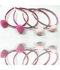Set 2 Cerchietti Cerchietto Frontino Rosa Pon Pon Capelli Fermacapelli Accessori         
