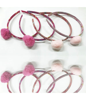 Set 2 Cerchietti Cerchietto Frontino Rosa Pon Pon Capelli Fermacapelli Accessori         