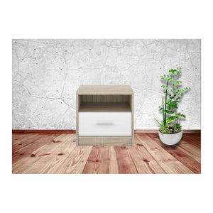 SET 2 COMODINI NEPO 1 CASSETTO 49,5 CM. ROVERE SONOMA BIANCO