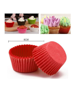 Set 2 Confezioni 100 Pirottini Carta 8cm Rossi Dolci Cupcake Tortine Muffin 56122         