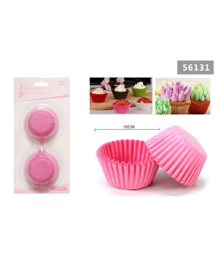 Set 2 Confezioni 50 Pirottini Carta 10cm Rosa Dolci Cupcake Tortine Muffin 56131         