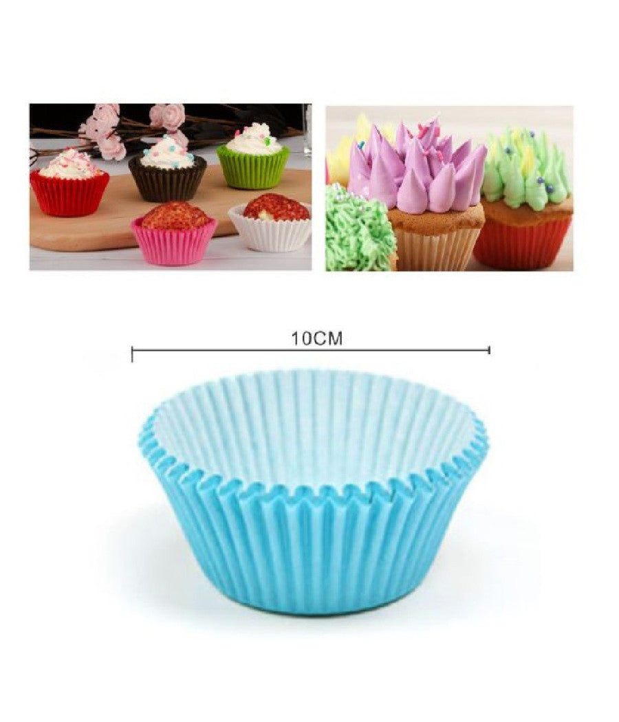 Set 2 Confezioni Da 50 Pirottini Carta 10cm Celesti Cupcake Tortine Muffin 56135         