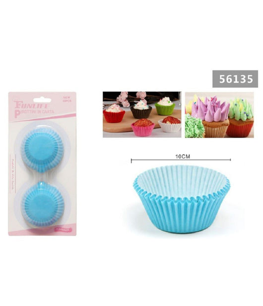 Set 2 Confezioni Da 50 Pirottini Carta 10cm Celesti Cupcake Tortine Muffin 56135         