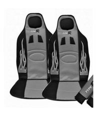 Set 2 Coprisedili Coppia Schienali Racing Universali Auto Grigi Sportivi         