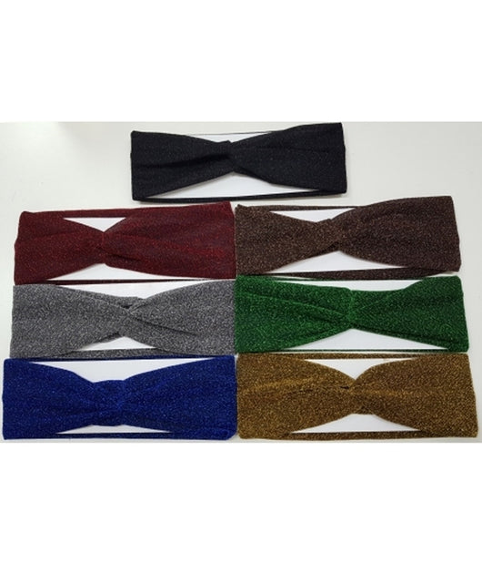 Set 2 Fasce Elastiche Glitter Annodata Retro Ferma Capelli Tessuto Cerchietto         