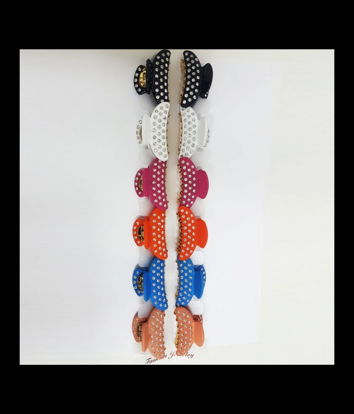 Set 2 Fermacapelli Pinza Pinze Glitter 5.5cm Molletta Accessori Brillantini         