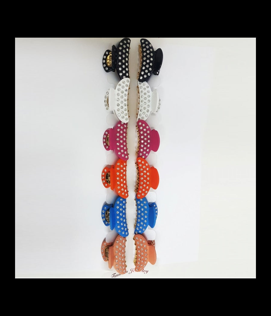 Set 2 Fermacapelli Pinza Pinze Glitter 5.5cm Molletta Accessori Brillantini         