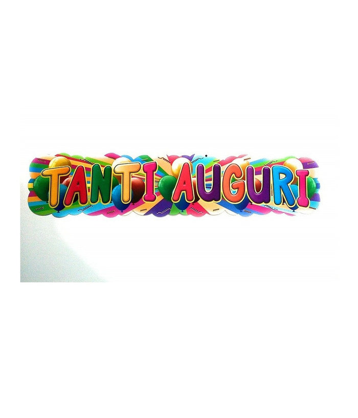 Set 2 Festoni Festone Scritta Tanti Auguri Multicolore Festa 100cm Bimbi Party         