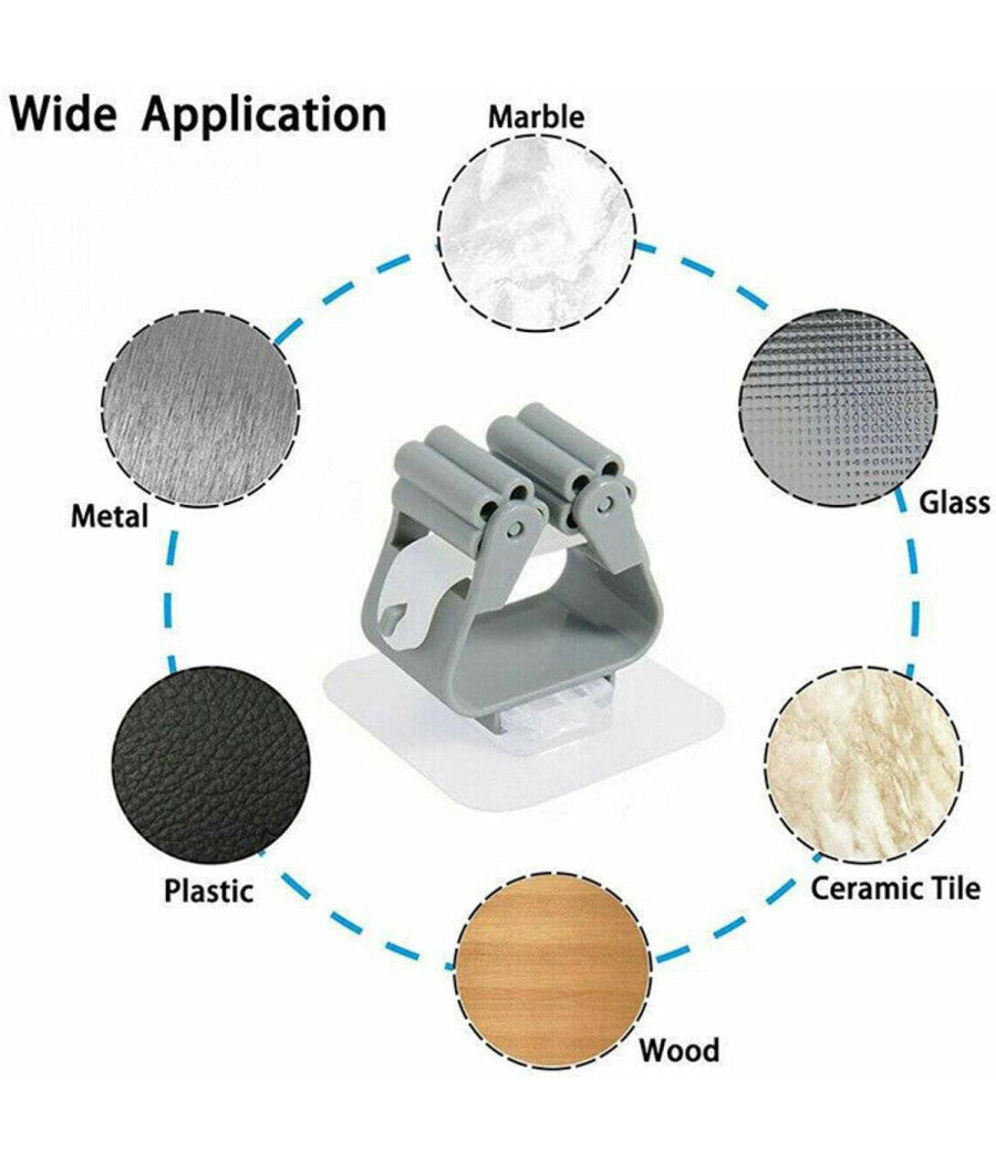 Set 2 Ganci Porta Scopa Mop Supporto Adesivo Resistente Appendino Bagno Cucina         