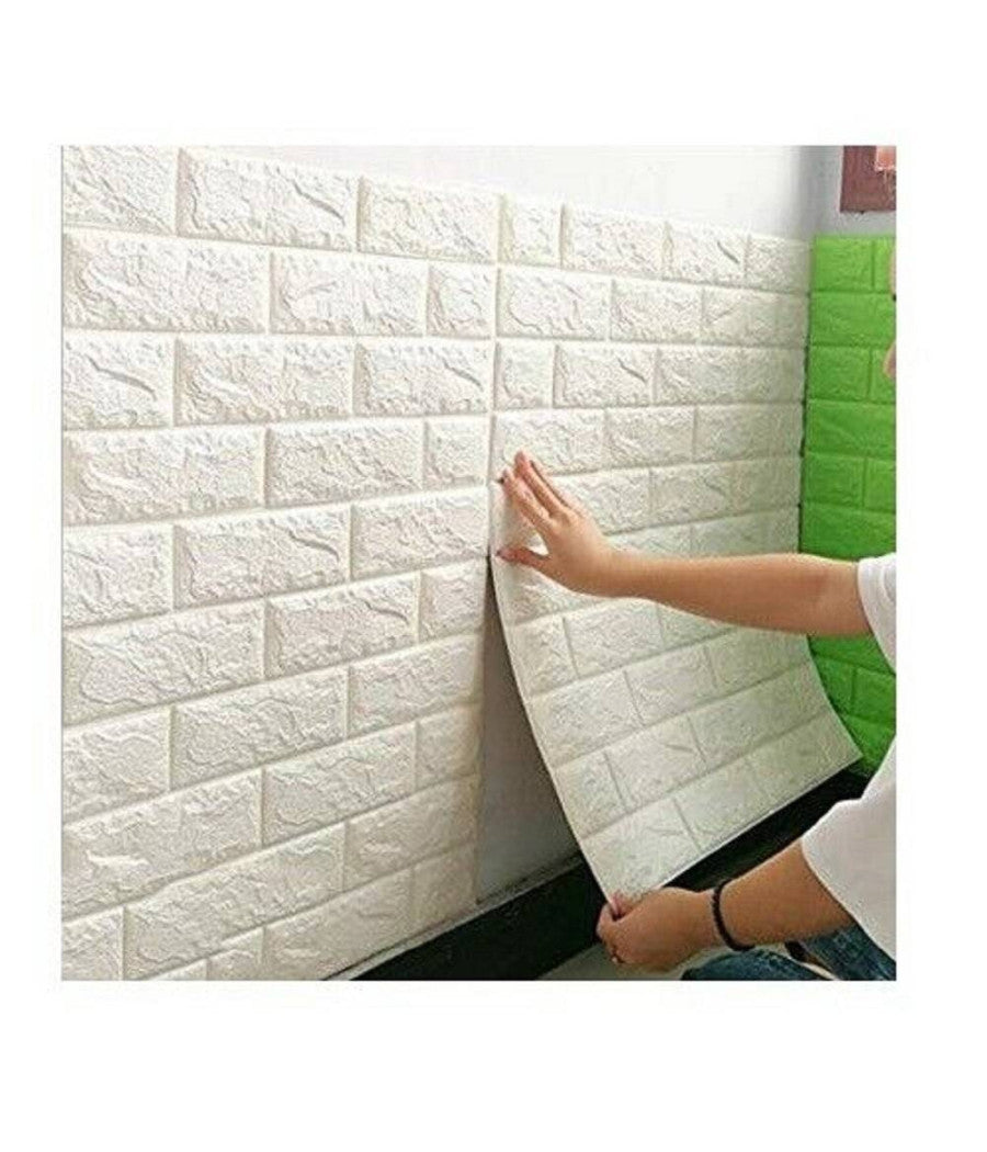 Set 2 Pannelli Muro 3d Adesivo Parete Piastrelle Mattonelle Bianco Pannello 62684         