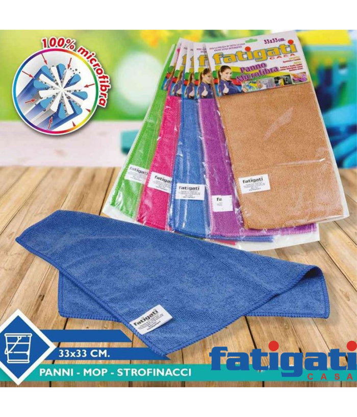 Set 2 Panni In Microfibra Fatigati Multiuso Strofinacci Colori Assortiti 33x33cm         
