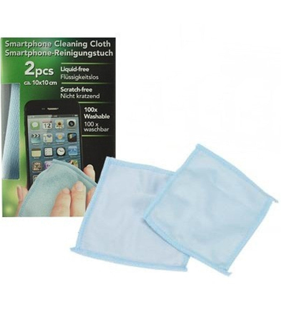 Set 2 Panni In Microfibra Per Pulizia Schermi Smartphone Colore Azzurro         