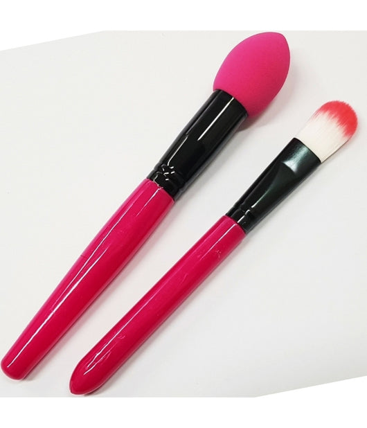 Set 2 Pennelli Applicatore A Spugna Lattice + Piatto Fondotinta Correttore Make Up         