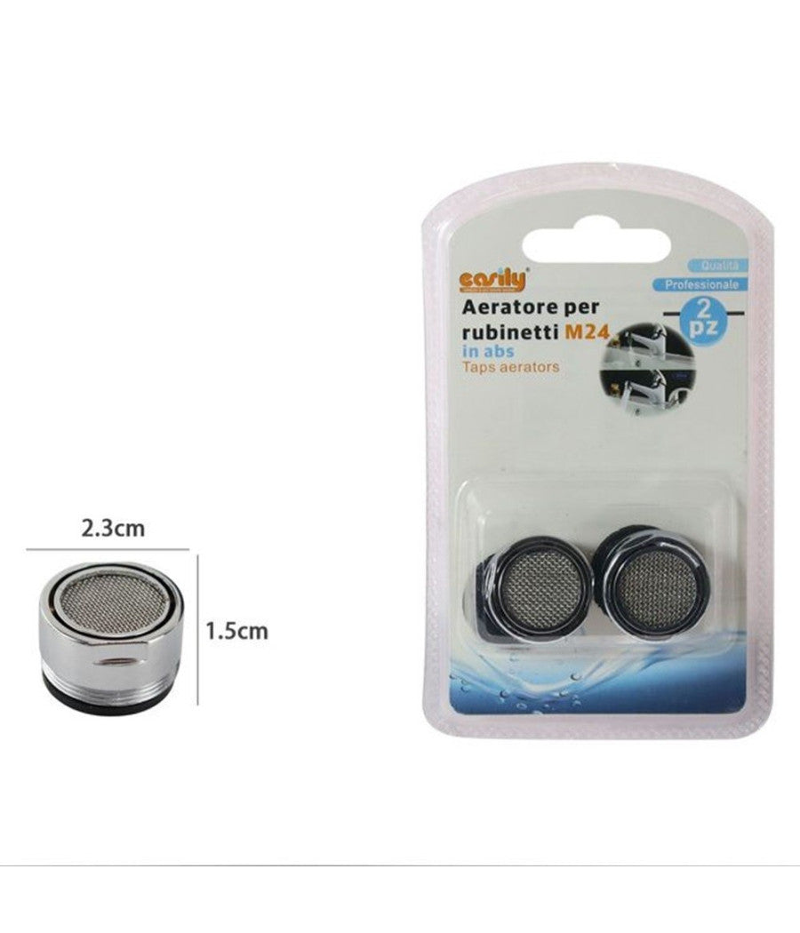 Set 2 Pezzi Aeratore Per Rubinetti M24 In Abs Filtro Maschio Guarnizioni 52227         