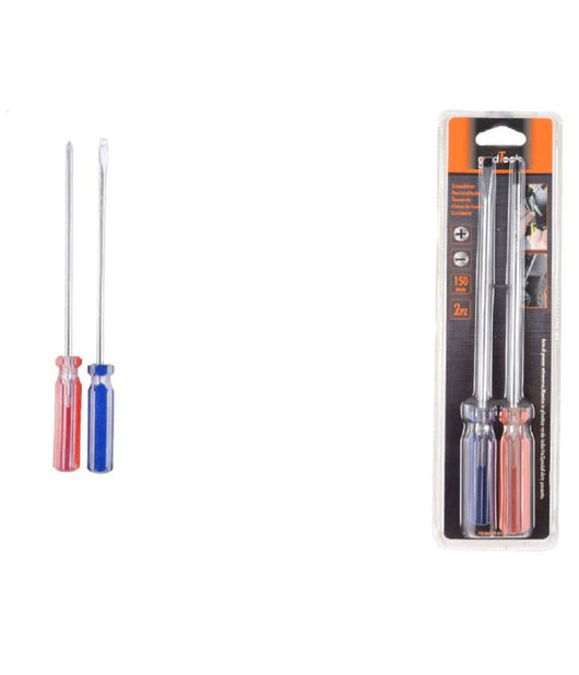 Set 2 Pezzi Cacciavite A Taglio E A Stella 150mm Con Manico Cristallo 6" 91898         